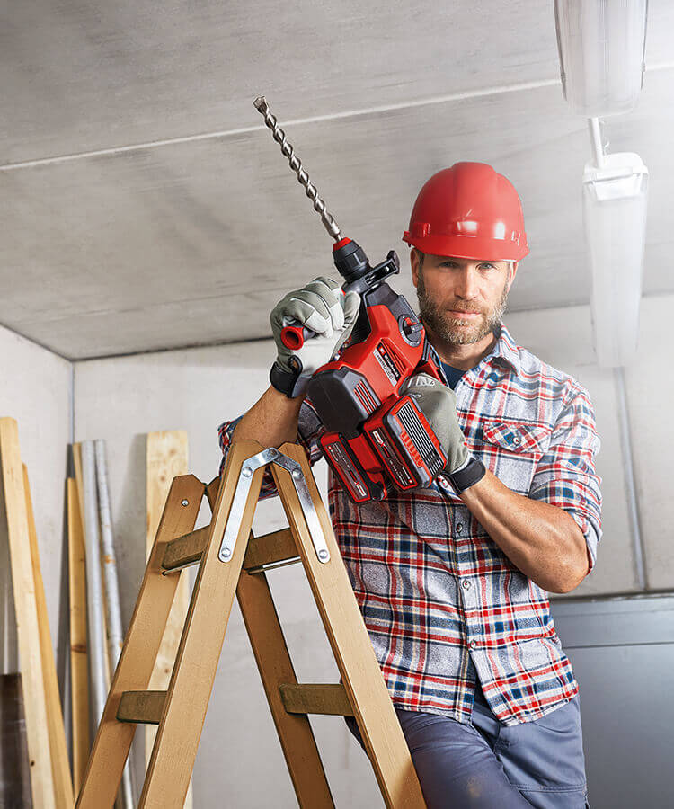 Man with rotary hammer